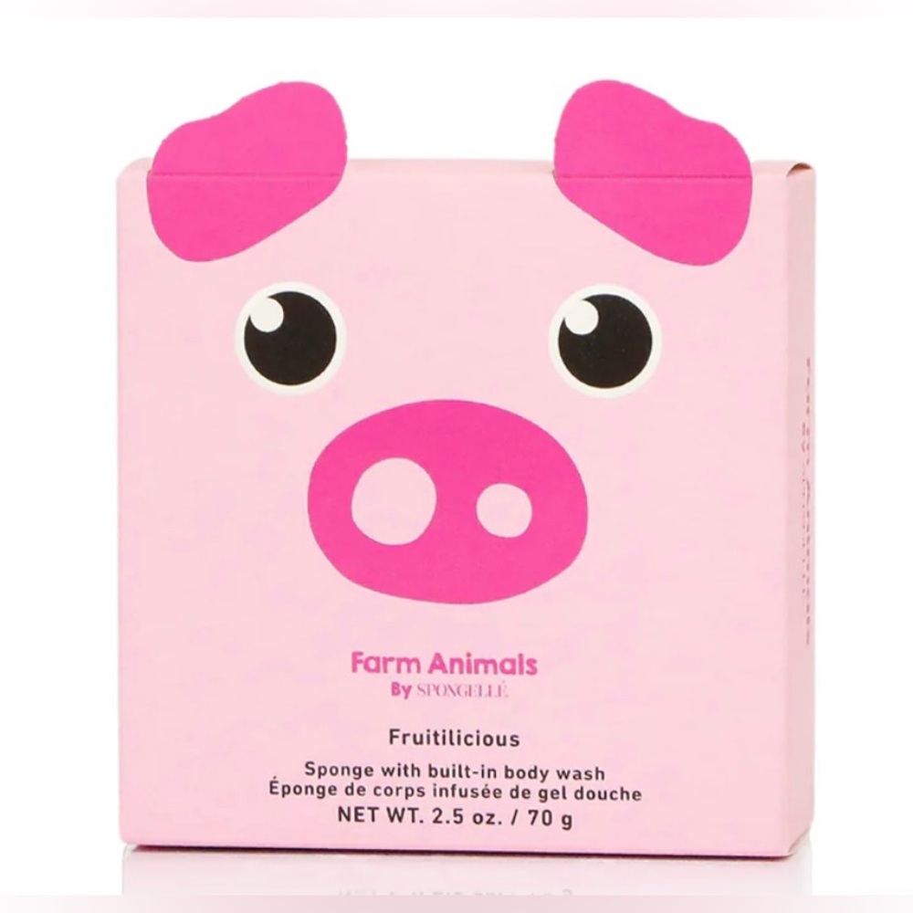 Spongelle Body Buffer Kids 2.5 oz Pink Sponge Built-in Body Wash Peggy Pig Boxed